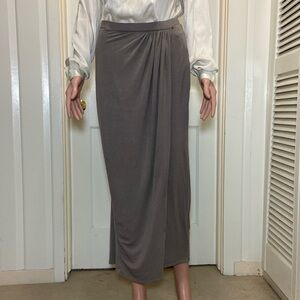 Vanessa Williams Taupe Side Draped Maxi Skirt